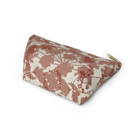 Floral Plaid Accessory Pouch w T-bottom in Red